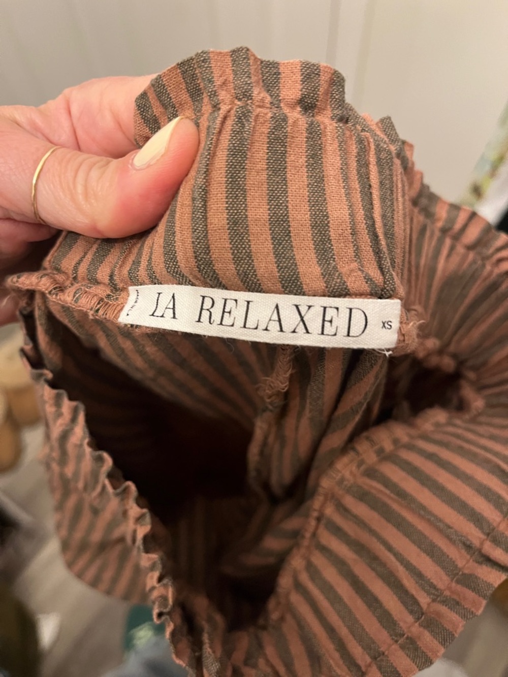 LA Relaxed Washed Brown Striped Relaxed Trousers - Picture 4 of 4